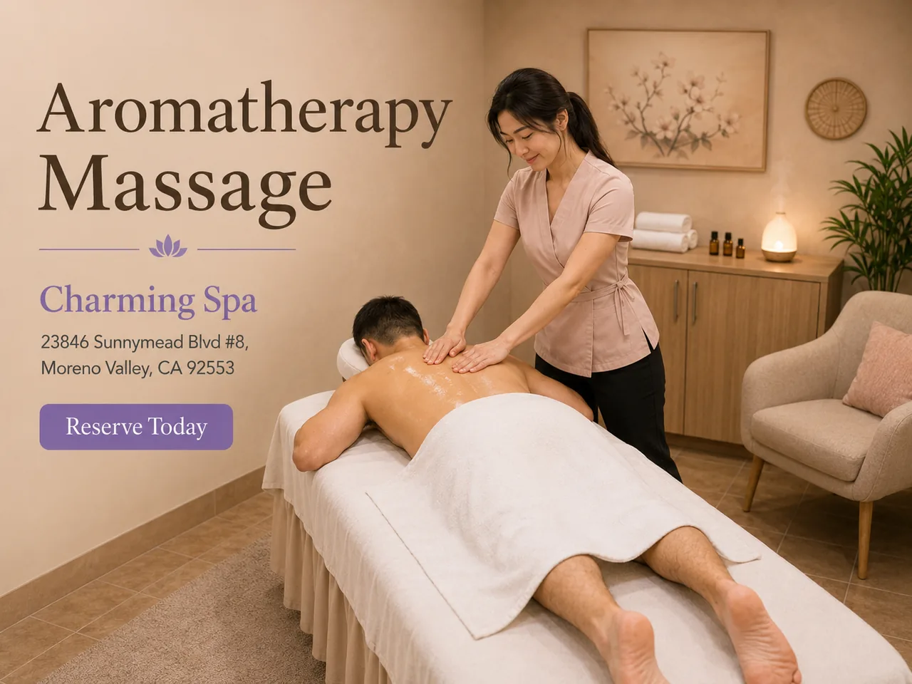 Aromatherapy Massage in Moreno Valley, CA at Charming Spa